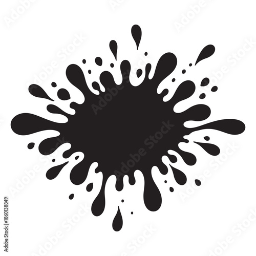 Silhouette black of paint splatter and water splash vector overlay