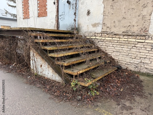 Abandoned old stairs in Kaunas city
