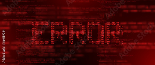 System Hacked Error Dark Red Glitched Background. Digital Scam, Fraud, Computer Virus, Malware, Ransomware, Data Breach Concept. Vector Illustration.