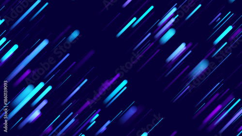 Abstract Technology Futuristic Digital Concept Pattern with Lighting Glowing Circles on Dark Blue Background. High Tech or Science Research Presentation Backdrop. Vector Illustration.