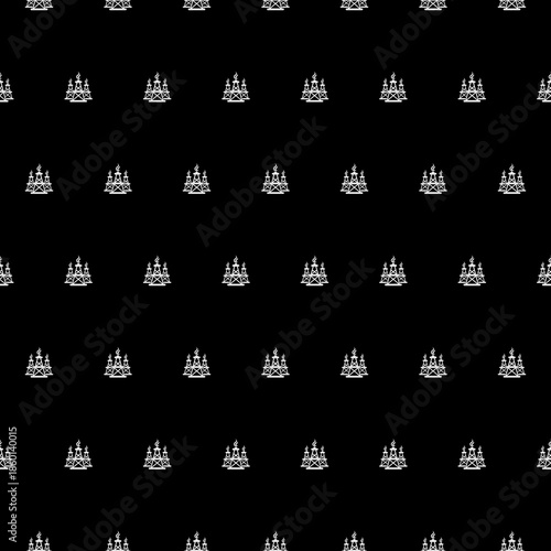 Oil derrick seamless pattern isolated on black background