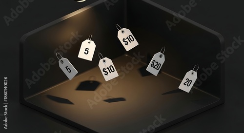 Price Tags in Dark Enclosure