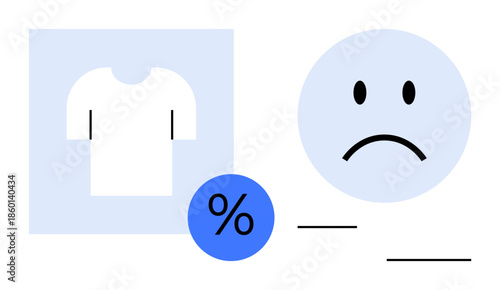 Shopping dissatisfaction concept. Shopping experiences related to discounts, clothing returns, and unhappy customers. Shopping and poor fit issues in digital retail dissatisfaction. Perfect