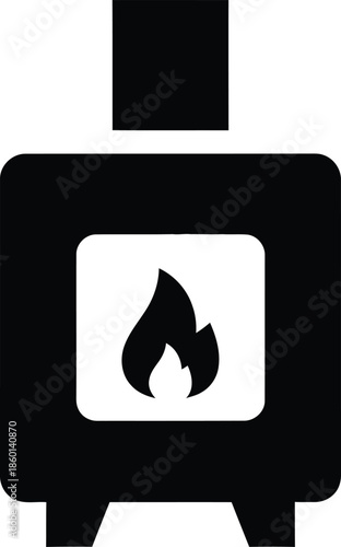 Wood Burning Stove Icon Illustration