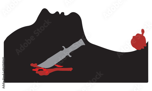 Knife Attack Silhouette Concept of Violence and Murder Vector Illustration

