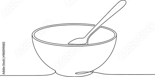 bowl of porridge
Bowl with Spoon Line Art Illustration