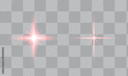 Glowing pink starburst effects on a transparent background