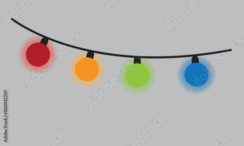 Colorful christmas lights string illustration