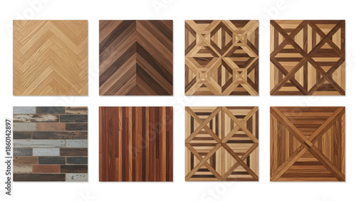 Wooden Floor Tiles with Various Patterns and Textures