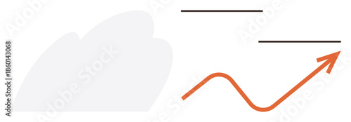 Curved orange arrow pointing upward, symbolizing growth, success, or progress. Ideal for business, finance, analytics, innovation performance strategy achieving goals. Clean and simple flat