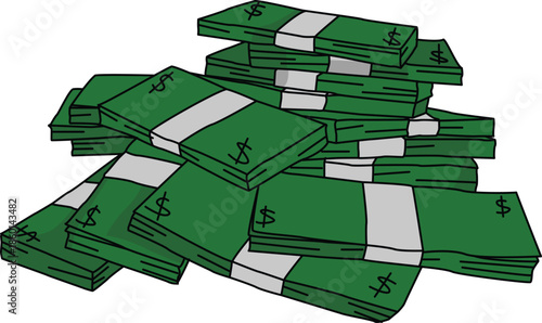 Cartoon Stack of Money Cash Vector Illustration