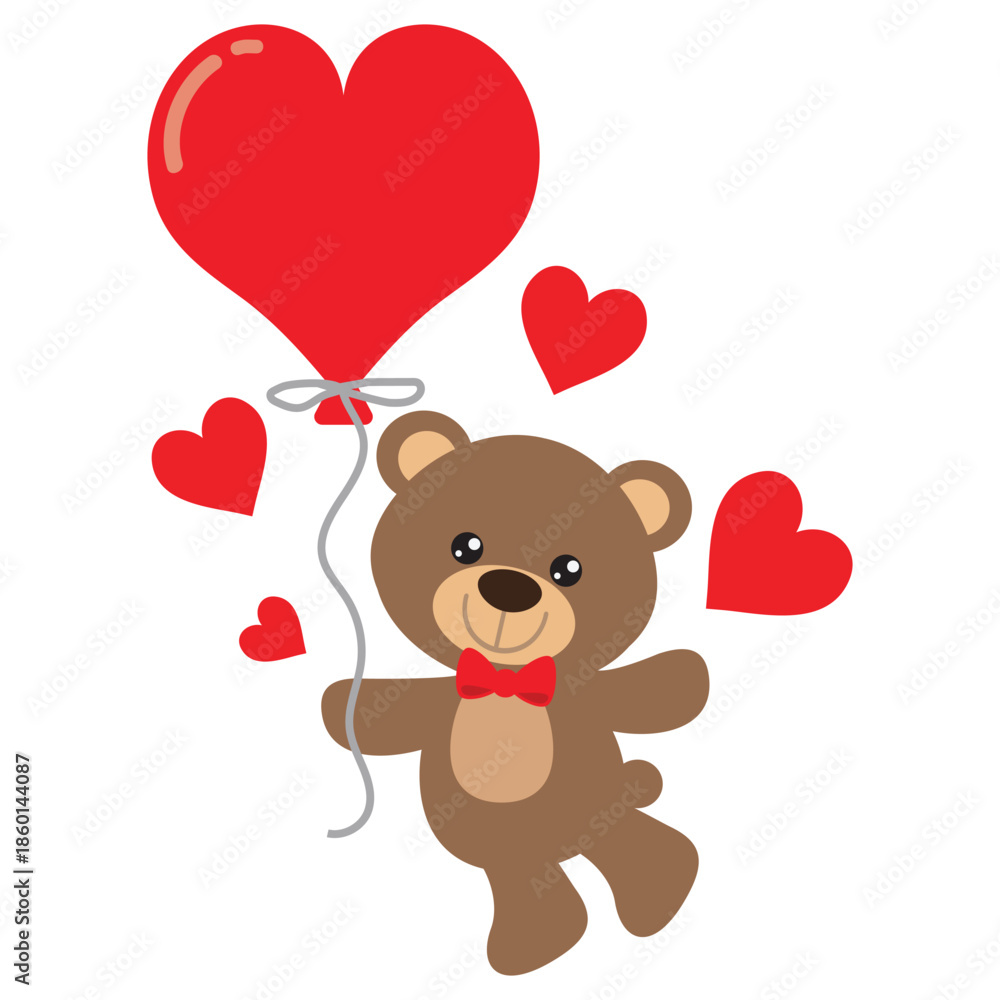 Obraz premium Valentine bear vector cartoon illustration