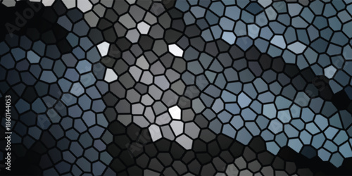 Abstract Mosaic Pattern with Dark Tones and Geometric Shapes.