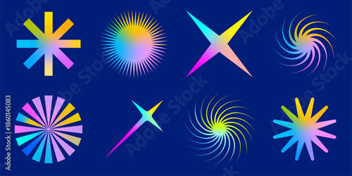 Vibrant Futuristic Gradient Geometric Shapes Collection Set