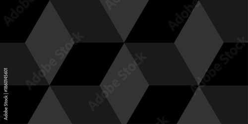 Black geometric cube creative concept triangle overlap square technology background. digital cubes fabric and wallpaper grid block texture background.