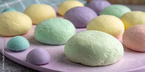 Colorful Dough Balls on Purple Tray