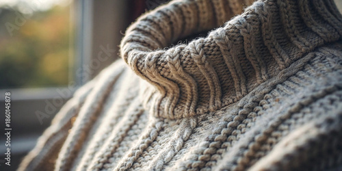 Cozy Knitted Turtleneck Sweater Detail