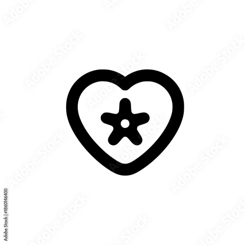 Stylized vector starfish icon heart symbol representing powerful love ocean theme and emotional intensity