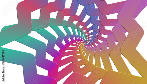 A colorful, abstract, spiral pattern with rainbow colors.