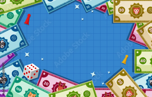Board Game Background with Fake Money