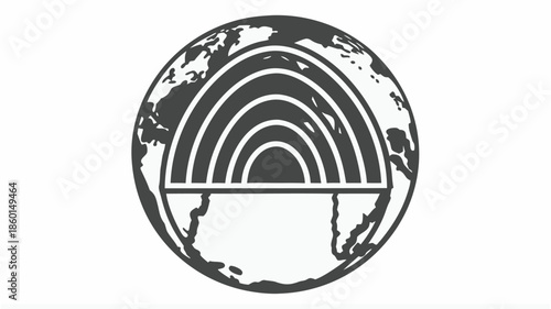 Modern globe with rainbow design on white background