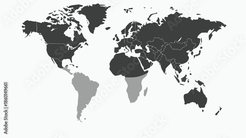 Global map with highlighted regions on white background