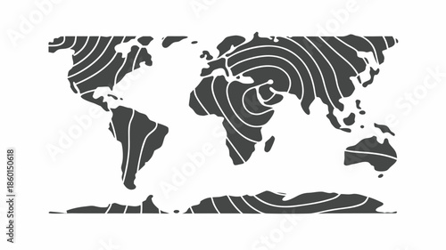 Global map with swirling patterns indicating climate change