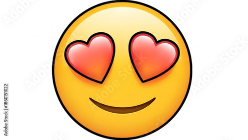 Cute smiling face with heart eyes on emoticon symbol