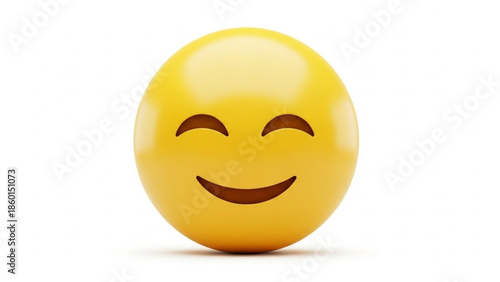 Smiling face emoji with closed eyes on a white surface with a subtle shadow