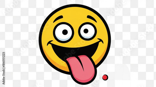 A cartoon emoji face with a cheeky expression and tongue out