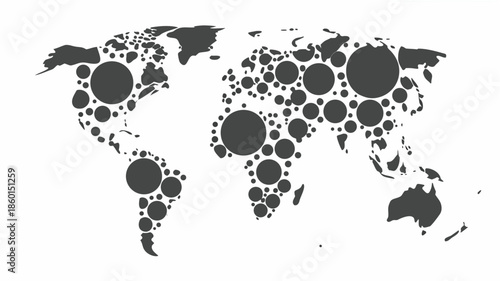 Global network connections map with diverse sized circles