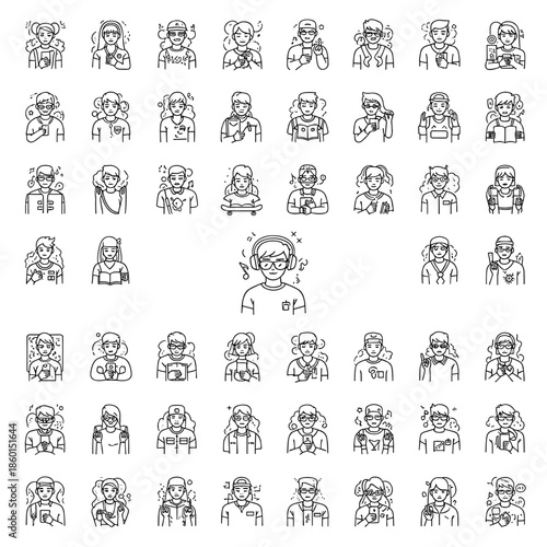 Diverse group of people avatars icons representing different ages genders and activities for your digital projects