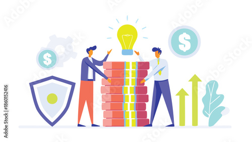 Business partners building financial growth with investment and innovation