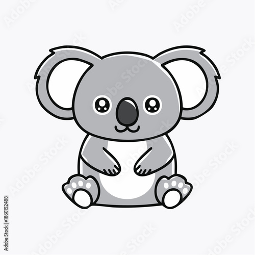 Wallpaper Mural Cartoon koala bear with big eyes and ears sitting on a white background. Torontodigital.ca