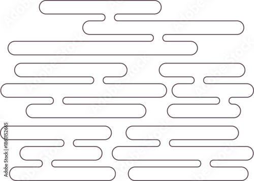 和風雲文様の細線アウトライン抽象パターン背景｜日本画・浮世絵風デザイン素材