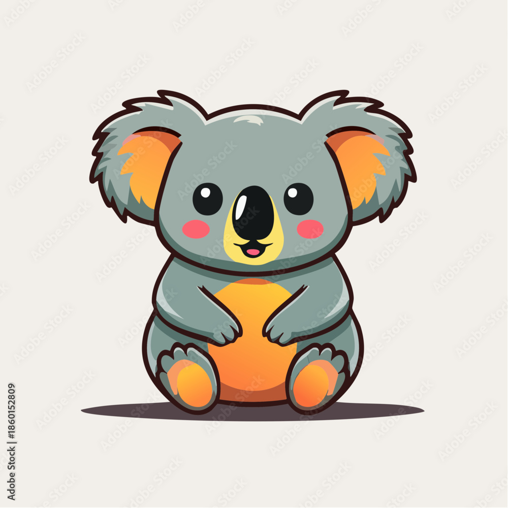 custom made wallpaper toronto digitalA cute cartoon koala with gray fur and orange accents sitting down.