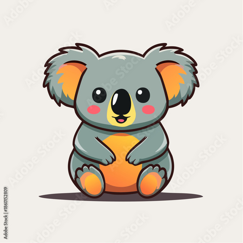Wallpaper Mural A cute cartoon koala with gray fur and orange accents sitting down. Torontodigital.ca