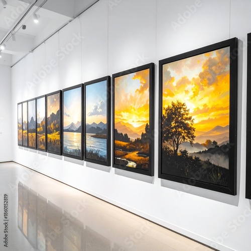 Gallery Exhibition of Sunset Landscape Paintings