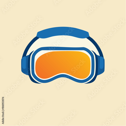 Wallpaper Mural Illustration of virtual reality headset with blue frame and orange lenses on a beige background. Torontodigital.ca