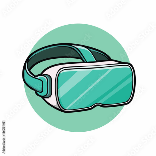 Wallpaper Mural Illustration of a virtual reality headset with a light green background circle. Torontodigital.ca