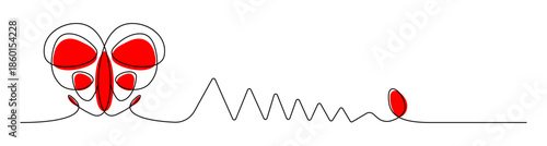 Elegant red heart clean line art continuous vector illustration