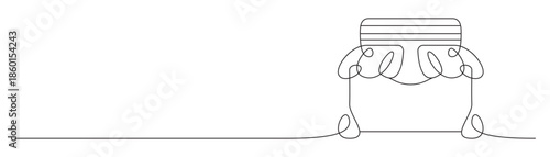 Empty glass jar outline continuous line art minimalist vector illustration