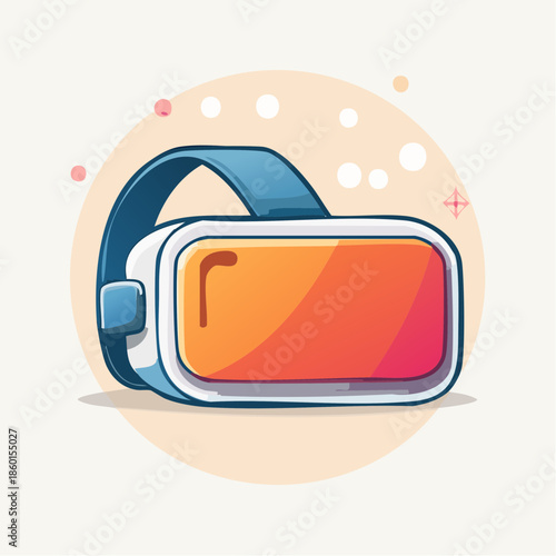 Wallpaper Mural Illustration of a virtual reality headset with a blue strap and orange screen. Torontodigital.ca