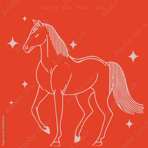 Minimalist vector illustration for New Year's card, Year of the Horse