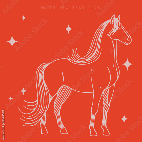 Minimalist vector illustration for New Year's card, Year of the Horse