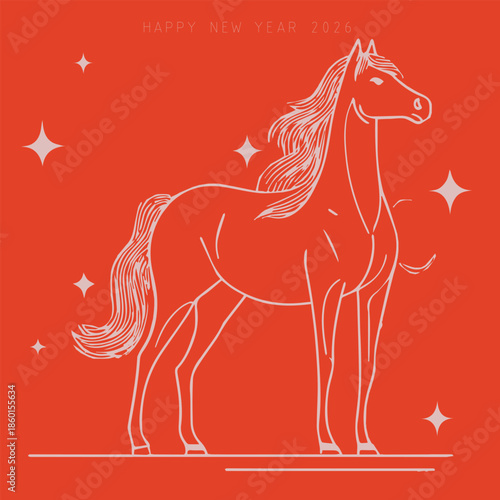 Minimalist vector illustration for New Year's card, Year of the Horse