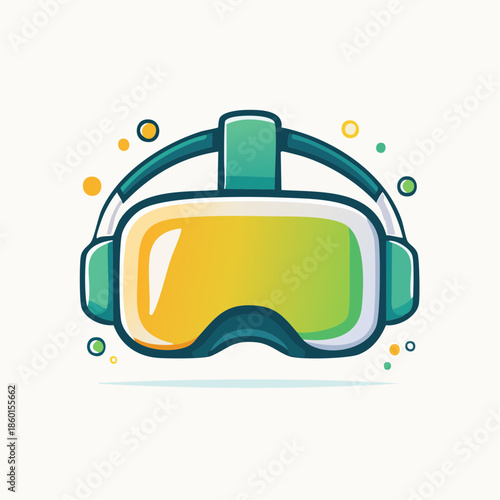 Wallpaper Mural Illustration of a virtual reality headset with a green and yellow color scheme on a white background. Torontodigital.ca
