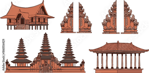 Sacred Architecture Collection: A curated collection showcasing detailed depictions of sacred architectural elements, capturing the beauty and essence of cultural landmarks.