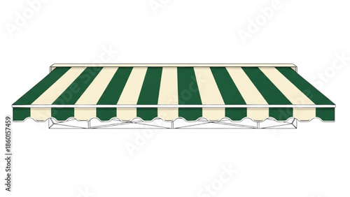 Stylish Retractable Awning with Green and White Stripes for Patio, Balcony, or Shop Front