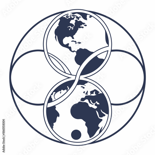 Minimal Global Sustainability Icon for Eco-Friendly Branding